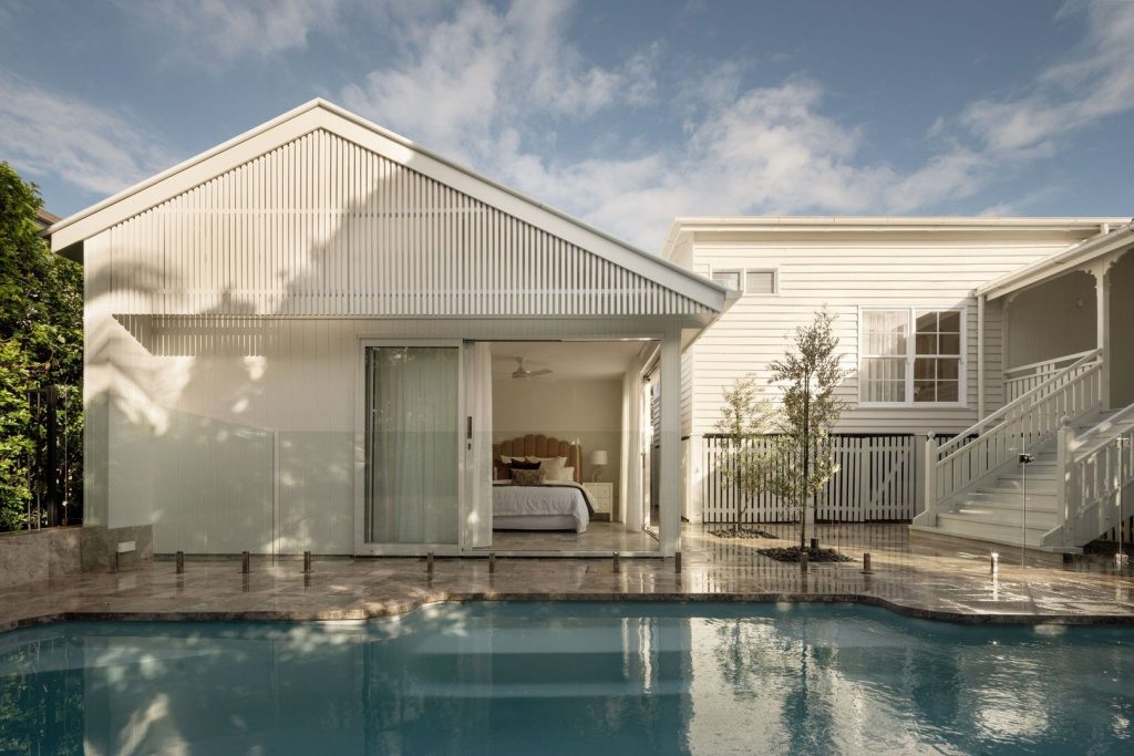 Renovated weatherboard home with a backyard pool
